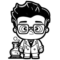 cute cartoon scientist Illustration vector graphic 
