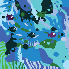 Fototapeta premium fish under sea abstract