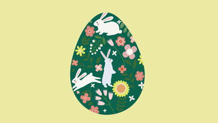 easter rabbits and egg background
