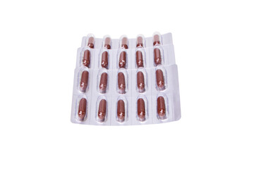 Drug capsule. Medicine is a capsule brown that is placed in a panel. Strengthens immune system....
