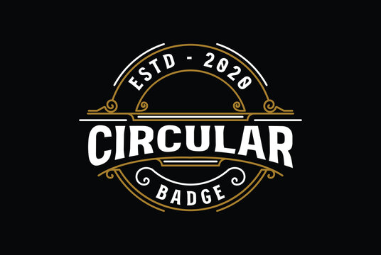 Circle Circular Round Vintage Border Frame Royal Crown Crest Badge Emblem Stamp Label Logo Design Vector