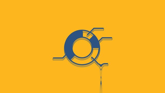 Blue Pie chart infographic icon isolated on orange background. Diagram chart sign. 4K Video motion graphic animation