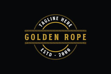 Golden Rope Badge Emblem Stamp Label Logo Design Vector