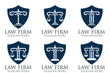 Justice law firm logo, blue, firm, law, icon justice, Premium Vector
