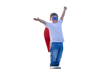 Adorable kids boy and girl having fun outdoors. Children play superhero