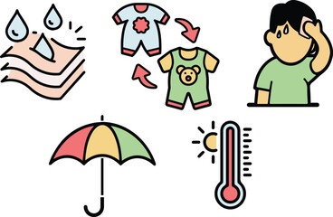 Set of Summer Effect Illustration