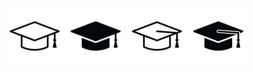 graduation cap icon set. academic cap icon symbol sign collections, vector illustration