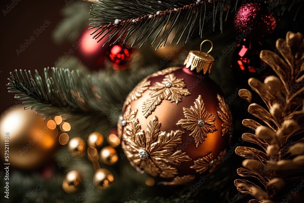 Poster image of a christmas tree up close and personal generative ai