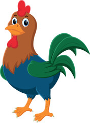 Cartoon cute rooster on white background