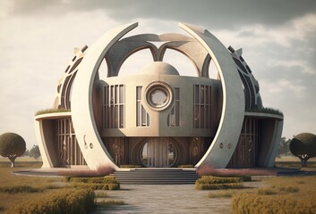 circular futuristic house made with generative ai