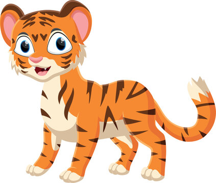 Cute Tigress cartoon character on white background