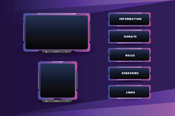 Vector set oflive stream  gameing  panel  futuristic  style overlay  