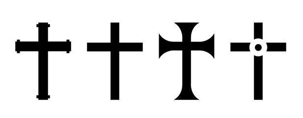 Christian cross vector icons set