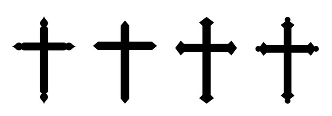 Christian cross vector icons set