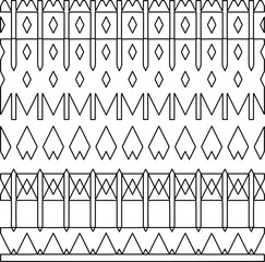  Monochrome ornamental texture with smooth linear shapes, zigzag lines, lace pattern.Abstract geometric black and white pattern for web page, textures, card, poster, fabric, textile.