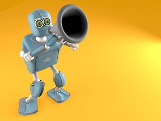 grunge vintage robot with bullhorn . 3D rendering.