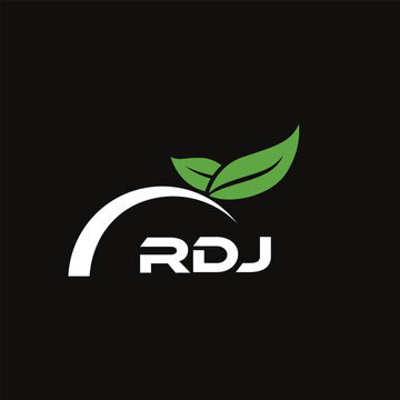 RDJ letter nature logo design on black background. RDJ creative initials letter leaf logo concept. RDJ letter design.