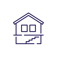 basement line icon with a house