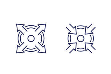 expand, extend and reduce line icons