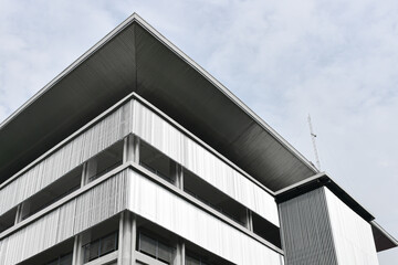 Fototapeta premium Minimalist building exterior using long stainless steel 