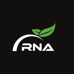 RNA letter nature logo design on black background. RNA creative initials letter leaf logo concept. RNA letter design.