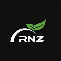 RNZ letter nature logo design on black background. RNZ creative initials letter leaf logo concept. RNZ letter design.