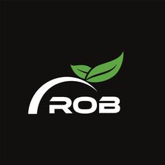 Fototapeta premium ROB letter nature logo design on black background. ROB creative initials letter leaf logo concept. ROB letter design.