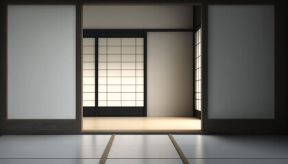 empty room with a window japanese zen theme generative ai