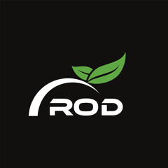 ROD letter nature logo design on black background. ROD creative initials letter leaf logo concept. ROD letter design.