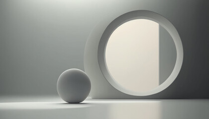 3d rendered illustration of an empty white box japanese zen theme generative ai