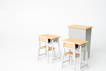 学校の教壇と机