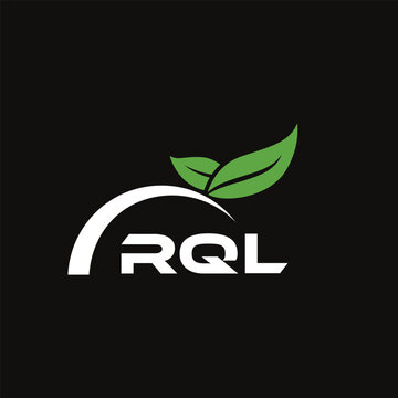 RQL letter nature logo design on black background. RQL creative initials letter leaf logo concept. RQL letter design.