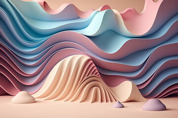 Pastel waves, colorful wallpaper/background, generative art