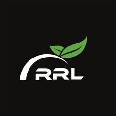 RRL letter nature logo design on black background. RRL creative initials letter leaf logo concept. RRL letter design.