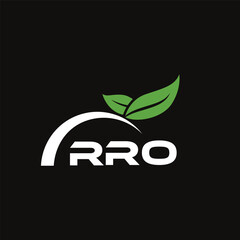 RRO letter nature logo design on black background. RRO creative initials letter leaf logo concept. RRO letter design.