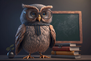 cute Professor Owl. Generative Ai