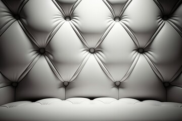 Fototapeta na wymiar Padded white leather upholster pattern. Quilted leather texture with buttons. Tufted leather closeup