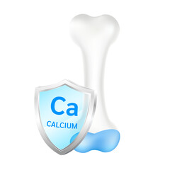 Healthy bone anatomy and shield minerals calcium. Medical or healthcare concept. Realistic 3D File PNG.