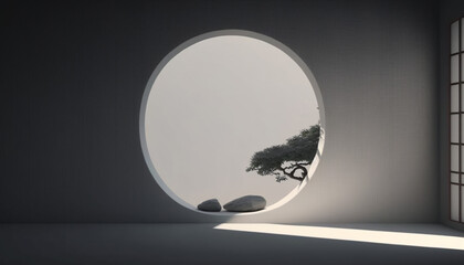 3d render of an background japanese zen theme generative ai