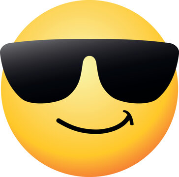 recommend clip art: High quality emoticon with sunglasses. Emoji vector.
                    Cool smiling Face with Sunglasses vector illustration. Yellow face with broad smile wearing black sunglasses. Sunglasses emoji.