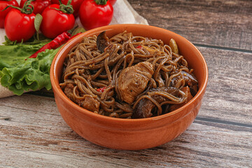 Udon soba with pork and vegetables