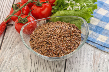 Dry Raw flax seed in the bowl