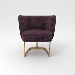 Armchair front view, modern designer furniture, Chair isolated on white background 