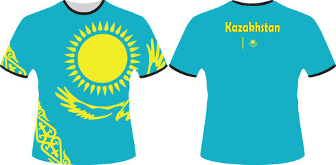 T Shirts Design with Kazakhstan Flag Vector