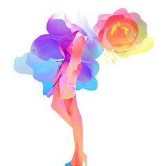women day flower watercolor feminin, generative ai