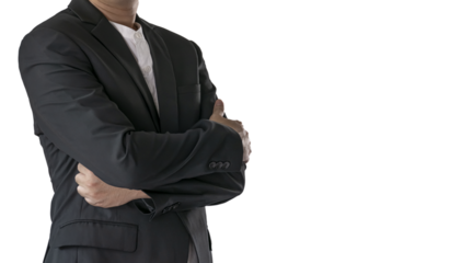 An Asian man in a suit with a transparent background