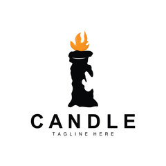 Candle Logo, Flame Lighting Design, Burning luxury Vector, Illustration Template Icon