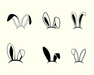 Fototapeta premium Easter bunny ears illustration collection, hand drawn ear illustration
