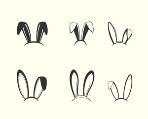 Easter bunny ears illustration collection, hand drawn ear illustration