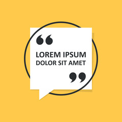 Quote frame blank template icon in flat style. Empty speech bubble vector illustration on isolated background. Textbox sign business concept.